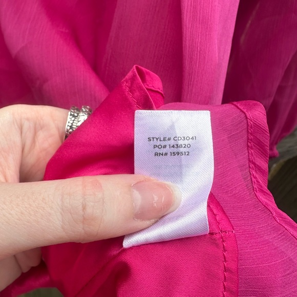 Lulu's Bright Pink Off-Shoulder Fluttery Babydoll Puff Sleeve Blouse - Picture 6 of 9